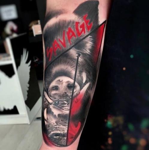 tatuaje realista jabali